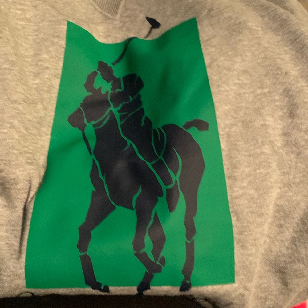 POLO RALPH LAUREN BIG PONY HOODIE PULLOVER 1967 CURSIVE GREY COLOR - Picture 2 of 8